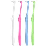 Rnitle Tuft Toothbrush[4 Pack],Tufted Brush,Tuft Tapered, Small Soft Single Tuft Brace Toothbrush Kit for Orthodontic Braces Bridges Line and Detail Cleaning