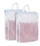 OTraki 2 Pack Mesh Laundry Bags with Handle 12 x 16 inch Mesh Wash Bags for Delicates with Zipper Heavy Duty Dirty Clothes Washing Bag for Socks, Underwear, T-shirts