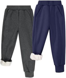 BIG ELEPHANT Kids Fleece Lined Sweatpants, Cotton Jogger Pants with Pockets