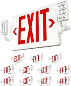Amico 12 Pack Red Double-Sided Exit Sign with Emergency Lights, Adjustable LED Emergency Exit Lights with Battery Backup, Hard Wired,UL Certified, AC 120/277V