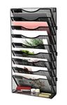 EasyPAG Office Supplies Wall File Organizer 10 Tier Assembly Vertical Hanging File Folders Holder Paper Rack,Black