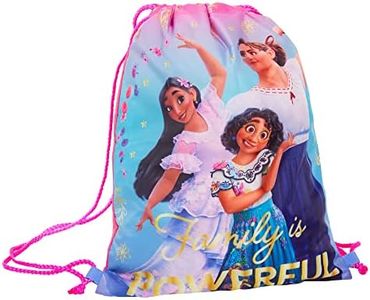 Disney Encanto - Bolsa con cordón para niñas, kit de polietileno, bolsa de gimnasio para niños, mochila para niños, rosa/azul, Talla única, Bolsa con cordón