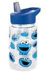 LOGOVISION Sesame Street Kids Tritan Plastic Water Bottle with Straw Lid and Handle, Reusable Tumbler for Toddlers, Unisex for Girls and Boys, 12oz, Cookie Monster Head Pattern