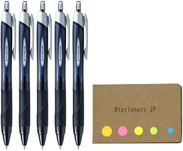 Uni-ball Jetstream Retractable Ballpoint Pen, Ultra Micro Point 0.38mm, Black Ink, 5-Pack, Sticky Notes Value Set