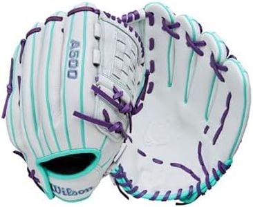 Wilson 2026 A500 Siren 12" Infield/Pitcher Fastpitch Softball Glove - Left Hand Throw, White/Seafoam/Purple