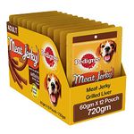 Pedigree Meat Jerky Stix, Grilled Liver Flavour Dog Treat, 12 X 60 G Pouches,Adult, 1 Count