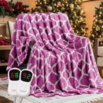 Homemate Heated Blanket Electric King Size - 100“x90“ Heating Blanket with 10 Fast Heat Levels 8 Hours Auto Off Ultra Soft Cozy Flannel Over-Heated Protection ETL Certification Keep Warming in Home