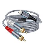 NCGGY RCA Audio Aux Cable,i-phone to rca cable 1.2m,2-Male RCA to IOS Adapter,i-Phone to Aux Cable,Compatible with i-Phone i-Pad i-Pod for amplifier hifi,dj amplifier,car amplifier