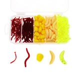 OTOTEC 250pcs Fishing Lures Soft Plastic Earthworm Corn And Maggot Shape Fishing Lures Soft Bait Shad Fishing Lures Artificial Lifelike Maggot for Freshwater Saltwater