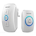 TECKNET Wireless Doorbell, IP65 Waterproof Wall Plug-in Door Bells Wireless Cordless Chime Kit at 1300-feet Range, 60 Chimes & 6 Level Volume, Battery Operated, Plug in Door Entry Bell