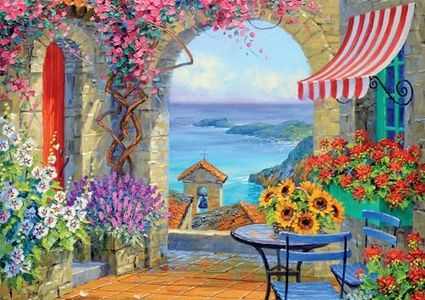 Buffalo Games - Mikki Senkarik - Warmth of The Mediterranean - 300 Large Piece Jigsaw Puzzle for Adults Challenging Puzzle Perfect for Game Nights - Finished Size 21.25 x 15.00