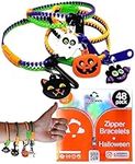 UpBrands 48 Halloween Party Favors For Kids Zipper Bracelets Bulk Set, Kit for Birthday, Goodie Bags & Pinata Filler, Halloween Basket Stuffers, Fidget Toys, Sensory Friendship Jewelry