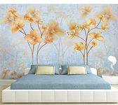 3D Yellow Flower Wall Wallpaper, Removable High Resolution Pictures Art Decor Paintings, Self-Adhesive 3D Mural For Dining Room Sofa Background Wall Living Room(106"Hx135"W)