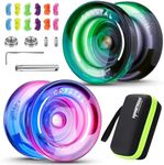 MAGICYOYO K2 Professional Yoyo Set - 2 Pack Dual Mode (Responsive/Unresponsive) with 12 Strings, Bearing Tool & Case - Best for Kids/Beginners (Crystal Gradient)