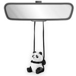 VIPbuy 100% Handmade Wooden Swinging Panda Car Hanging Ornament - Cute Hand Carved Painted Wood Panda Figurine Car Mirror Hanging Accessories Decor Gifts