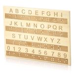 Braille Alphabet Board Wooden Braille Fingerboard, Engraving Braille Alphabet Number Board Montessori Educational Tactile Braille Tools Escape Room Game Teaching Suitable for The Visually Impaired