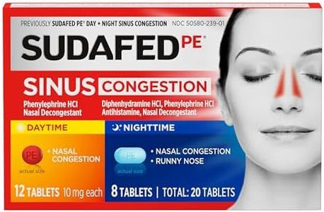 Sudafed PE Sinus Congestion Day + Night Maximum Strength Decongestant & Antihistamine Tablets with Phenylephrine HCl & Diphenhydramine HCl, Helps Nasal & Sinus Pressure & Congestion, 20 ct