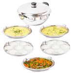 The Indus Valley Stainless Steel Idli/Dhokla/Momo Maker/Multi Pot/Steaming Set | Large, 5 Plates, 29cm/11.3 inch, 4.2Ltr, 2.5kg | Nonstick 3-Layer Bottom | Induction friendly, 100% Pure & Toxin-free