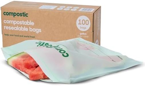 Compostic Home Compostable Resealable Gallon Bags (10.5"x10.5"), Microwave & Freezer Safe, Organic Food Storage Container, 100 Count (Pack of 1)