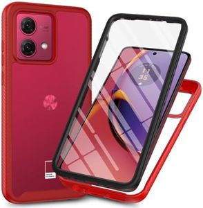 RonRun for Motorola Moto G84 Case, with Built-in Screen Protector 360° Full Body Shockproof Protection Armour Slim Fit Cover for Motorola Moto G84 Red