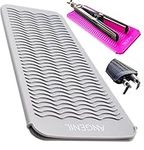 ANGENIL Professional Silicone Heat Resistant Mat Pouch for Hair Straightener, Curling Iron and Flat Iron, Portable Travel Mat and Cover for Hair Styling Tools, Grey