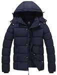 GGleaf Men's Puffer Jacket Down Winter Coat Insulated and Water-Resistant with Hood Removable Navy Medium