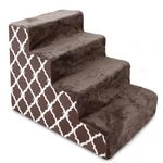 Best Pet Supplies 4-Step CertiPUR-US Certified Foam Pet Stairs/Steps, 24 x 15 x 19-Inch, Brown Lattice Print