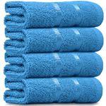 Towelogy® Luxury Egyptian Cotton Face Cloth Flannel Fingertip Towels Set 500 GSM Supersoft and Highly Absorbent Washcloths 30x30 cm (Pack 4, Teal Blue)