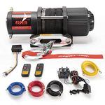 FieryRed 4500LBS Electric Winch - 12V Towing Winch with Synthetic Rope ATV Winch Kits for Towing ATV/UTV Off Road Trailer with Wireless Remote Control Mounting Bracket