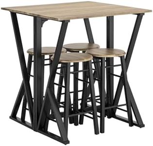 SoBuy OGT24-N Set Mesa Alta Plegable y 4 Taburetes Desayuno Muebles Bar Comedor ES (4 Taburetes)