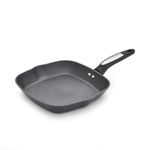 Morphy Richards Grill Pan, Forged Aluminium Ceramica, Square, 26cm, Non-Stick Ceramic Coating, Dual Pouring Spouts, Suitable for All Hobs, Black, 850701