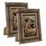 Takfot Rustic Farmhouse Picture Frames 5x7 Photo frame, Distressed Wood Frame Set of 2 for Wall Mount or TableTop Display, Gifts for Mother Father Family Friends Couple