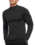 KINGBEGA Men Long Sleeve Thermal Underwear Sweater Mock Turtleneck Base Layer Shirt for Men Black