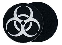 Graphic Dust ( Glow in the Dark + Hook & Loop ) Biohazard Embroidered Patch Logo Symbol Danger Radiation Zombie Black White Applique Response Team Stars Stop