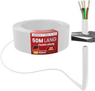 MAS Premium Câble en plastique souple H03VV-F 4G0,75 - Blanc - De 5 à 100 m - Câble d'appareil (50 m)