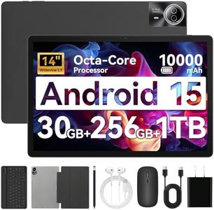 URAO Tablet｜14 inch Android 15 Tablet｜30GB RAM 256GB ROM｜1920 * 1200 IPS FHD｜10000mAh 30W Fast Charging｜Octa-core Processor｜Wi-Fi 6, BT 5.4｜Dual Camera with Keyboard｜Mouse｜Stylus｜Case｜Headphone