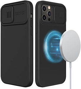 Nillkin Compatible with Magnetic Case iPhone 12/12 Pro 6.1 inch, [Support Magsafe Charger] CamShield Liquid Silicone Case with Slide Camera Cover, Slim Protective Case, Black