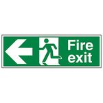 V Safety Fire Exit Arrow Left Sign - 600mm x 200mm - Self Adhesive Vinyl