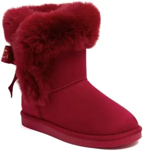Juicy Couture Girls Winter Boots, Warm Insulated Mid Calf Fashion Booties, Outdoor Snow Shoes for Toddler, Little Kid, Big Kid – King Burgundy-Size 1