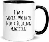 wonwhew YYWUDISHOP - I'm a Social Worker Not a Fucking Magician,Funny Social Worker Birthday Mug,Funny Mug For Social Worker, 11oz Ceramic Coffee Mug/Tea Cup