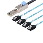 Mini SAS 26P SFF 8088 Male to 4 SATA 4Pin Female 1M 3.3FTCable with Latch,Mini SAS Host/Controller to 4 SATA Target/Backplane