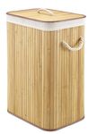 Whitmor Laundry Hamper with Rope Handles, Natural Stain Bamboo, 12.25x16.25x23.375