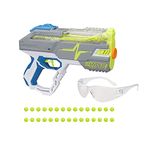 Nerf Hyper Rush-40 Pump-Action Blaster, 30 Hyper Rounds, Eyewear, Up to 110 FPS Velocity, Easy Reload, Holds Up to 40 Rounds (Multicolour)