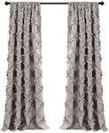 Lush Decor, Gray Ruffle Diamond Curtains Textured Window Panel Set for Living, Dining Room, Bedroom (Pair), 95” x 54