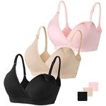 Vinfact Nursing Bras for Breastfeeding Maternity Bra Wireless Pregnancy Sleeping Bralette S-XXL with Extra Bra Extenders (Black,Nude,Pink, X-Large)