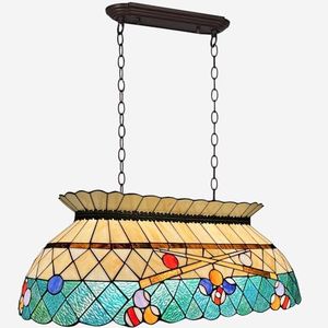 Capulina Tiffany Lamp Amber Green Stained Glass Pool Table Light Chandelier