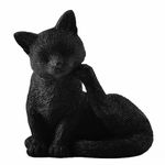 JFSM INC. Black Cat Scratching Ear Hand Painted Figurine - Halloween Decorations, Halloween Decor, Black Cat Decor, Black Cat Halloween