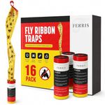 FERRIS 16 Pcs Pesticide Free Sticky Fly Catcher Traps Super Sticky Fly Paper Strips for Fruit Flies Mosquitoes Gnats Wasps and Flying Insects Indoor Outdoor Home Kitchen Garden