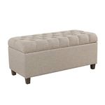 Homepop Home Decor | Tufted Ainsley Button Storage Ottoman Bench with Hinged Lid | Ottoman Bench with Storage for Living Room & Bedroom, Tan