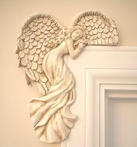 garden mile Vintage Style Shabby Chic Ivoire Ailes d'ange Cadre de Porte Ornement. Uniques Décoration Noël Angle Droit Mural Sculpture Fée Porte. 25cm Haut pour Noël, décor Maison ou Mariages